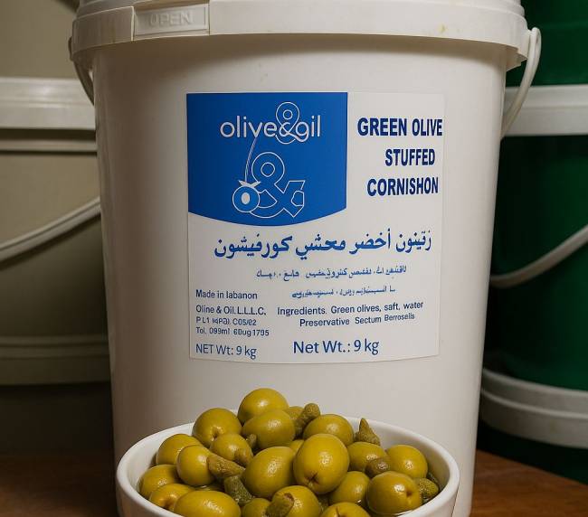 Olives Green Stuffed with Cornishons